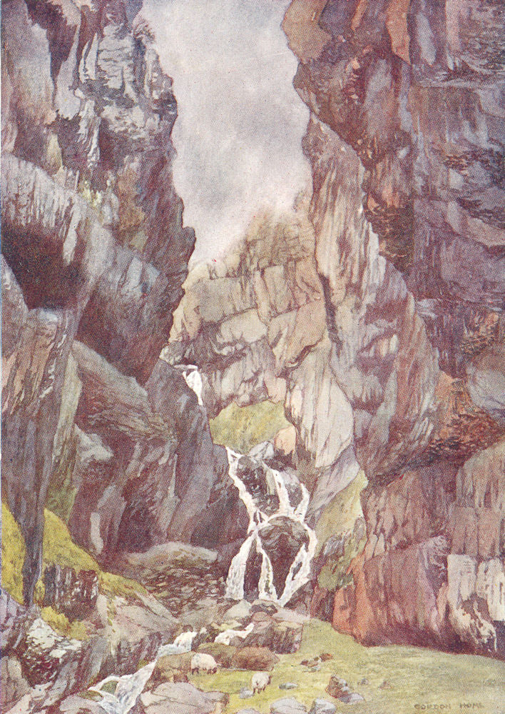 YORKS. Gordale Scar 1908 old antique vintage print picture